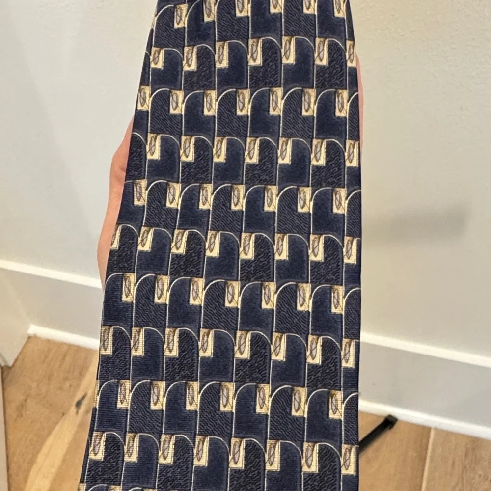 Men’s Navy Geometric Pattern Tie - Classic Workwear